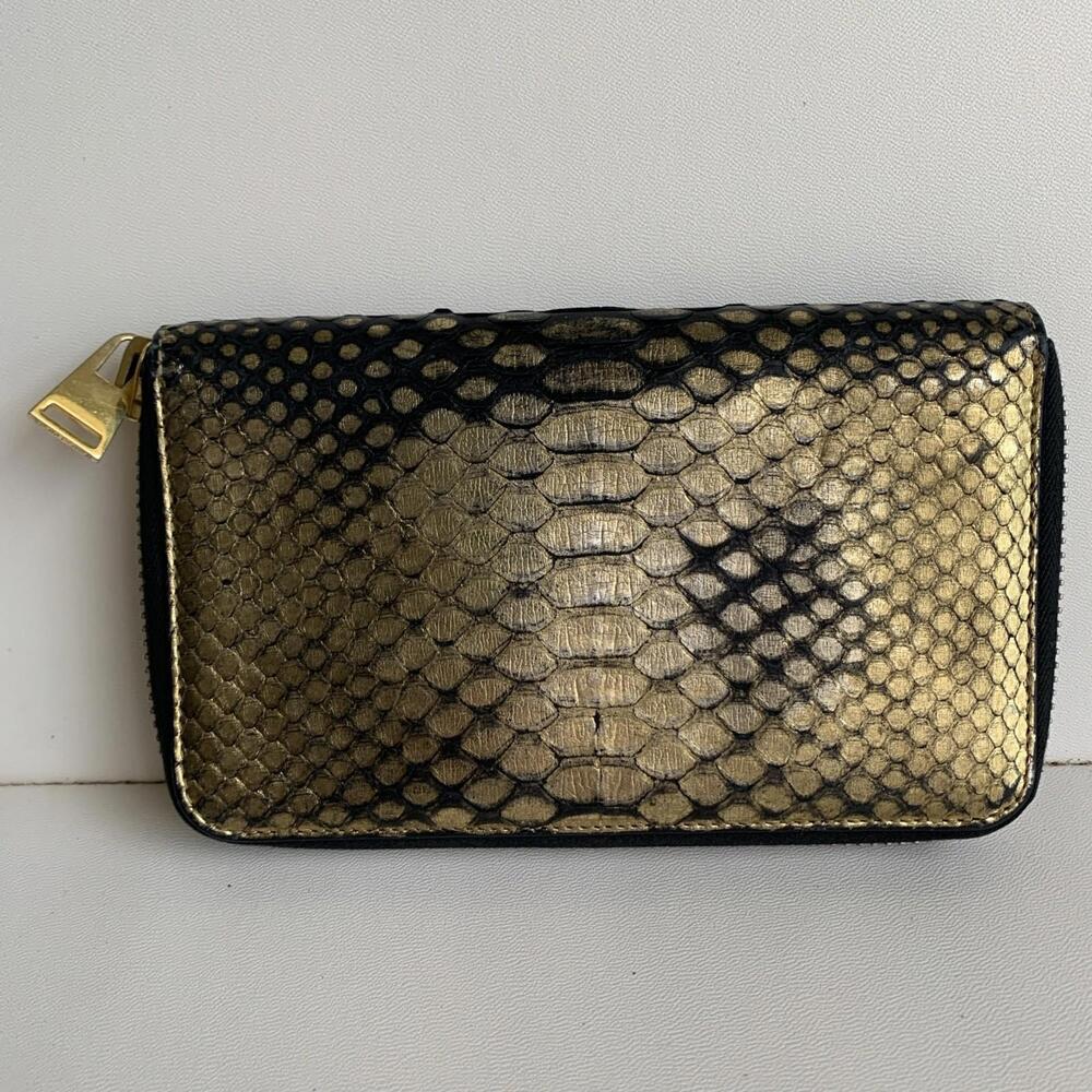Authentic Tom Ford Metallic Python Zip Around Wal… - image 8
